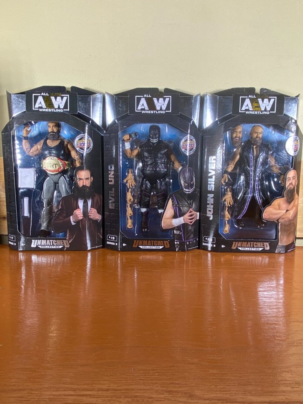AEW Unmatched Series 3 Figure Lot Brodie Lee / Evil Uno / John Silver